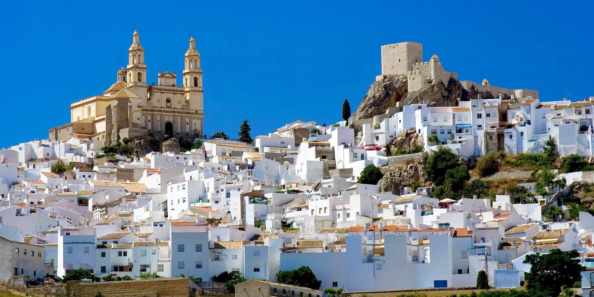 Das Bild zeigt ein weißes Dorf in Andalusien.