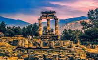 Antike Stätte in Delphi in Griechenland.